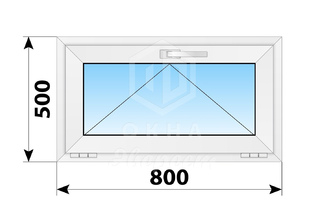 Откидное пластиковое окно 800x500